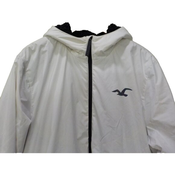 Vtg Hollister Epic Flex Thick Sherpa Lined White Hooded Jacket Men's Size XL - Picture 2 of 11